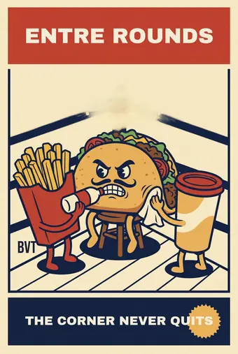 Burgers vs Tacos poster: THE CORNER NEVER QUITS